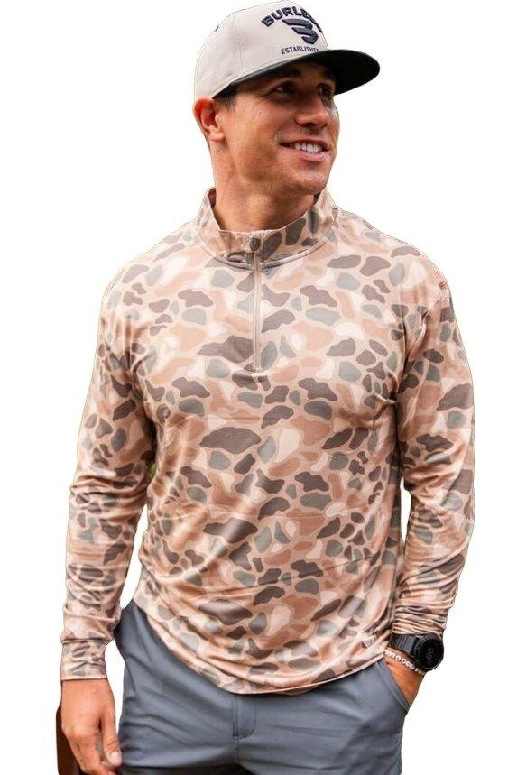 Burlebo Men's Performance Quarter Zip Top - Pintail Camo